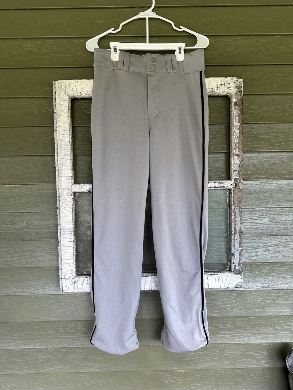 Kids Gray Baseball Joggers with Black Side Stripe